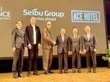 西武HDによるエースホテル買収発表の記者会見（記者撮影）