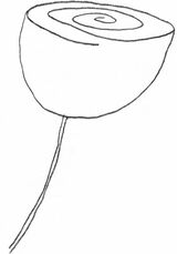 ボウルの中心から、花びらをらせん状に広げていく。らせん状の楕円は押しつぶした形にする（出所：『たった30日で「プロ級の絵」が楽しみながら描けるようになる本』）