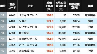 3位は古河電工､2位が太陽誘電､1位はやはりの銘柄？ 2026年上半期に株価が上昇＆下落した｢大型株｣ランキング200＋201社
