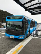 2019年度の気仙沼線BRTでの実証実験の様子（車両提供：ジェイテクト）。柳津駅～陸前横山駅間（宮城県登米市）の4.8kmを使用した（写真：JR東日本）