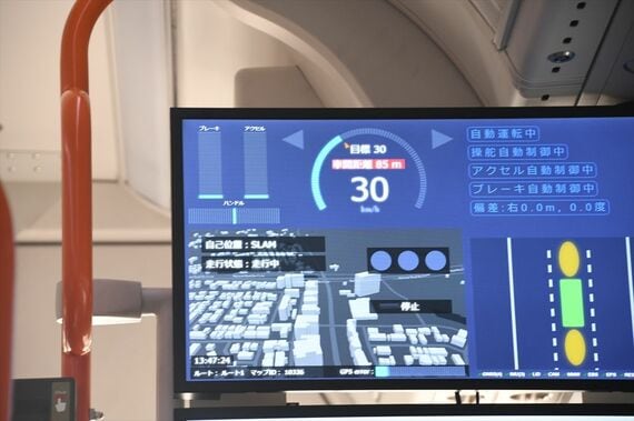 自動運転バス SLAM 車内モニター