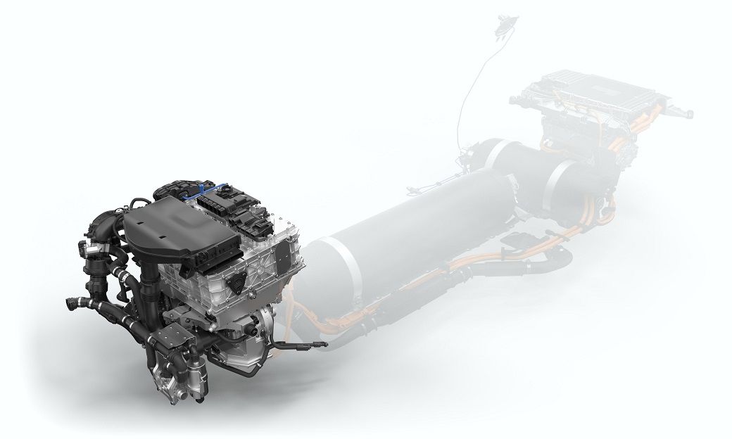水素から電気を作る燃料電池スタックはフロントに搭載（写真：BMW）