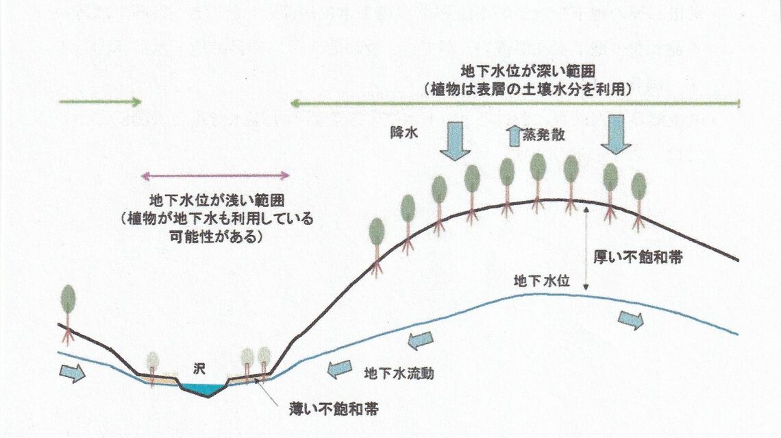 地下水位と地表水との関係（JR東海が10月22日に示した資料から図5.4を引用）