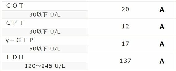 肝機能の数値を示した健康診断の結果