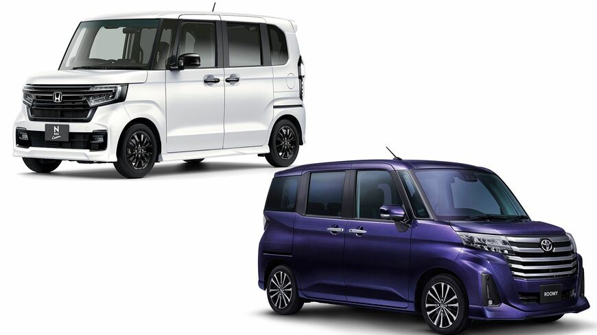 ホンダ「N-BOX」左、トヨタ「ルーミー」右（写真：本田技研工業、トヨタ自動車）