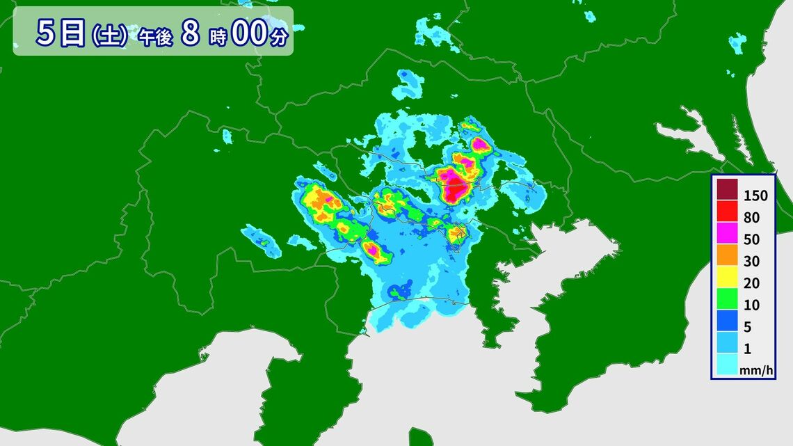 7月5日の雨雲（出典：weathermap）