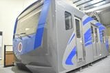 マニラ地下鉄車両のモックアップ。総合車両製作所で製造が始まっているが、車両基地がまだ完成していないため実車はまだ納入されていない（筆者撮影）