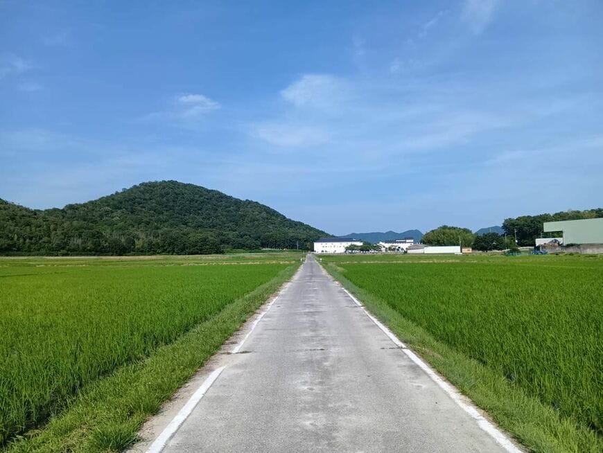 奥にある白色の建物が揖保乃糸の施設。全日本人が郷愁を覚える場所に、その建物はある