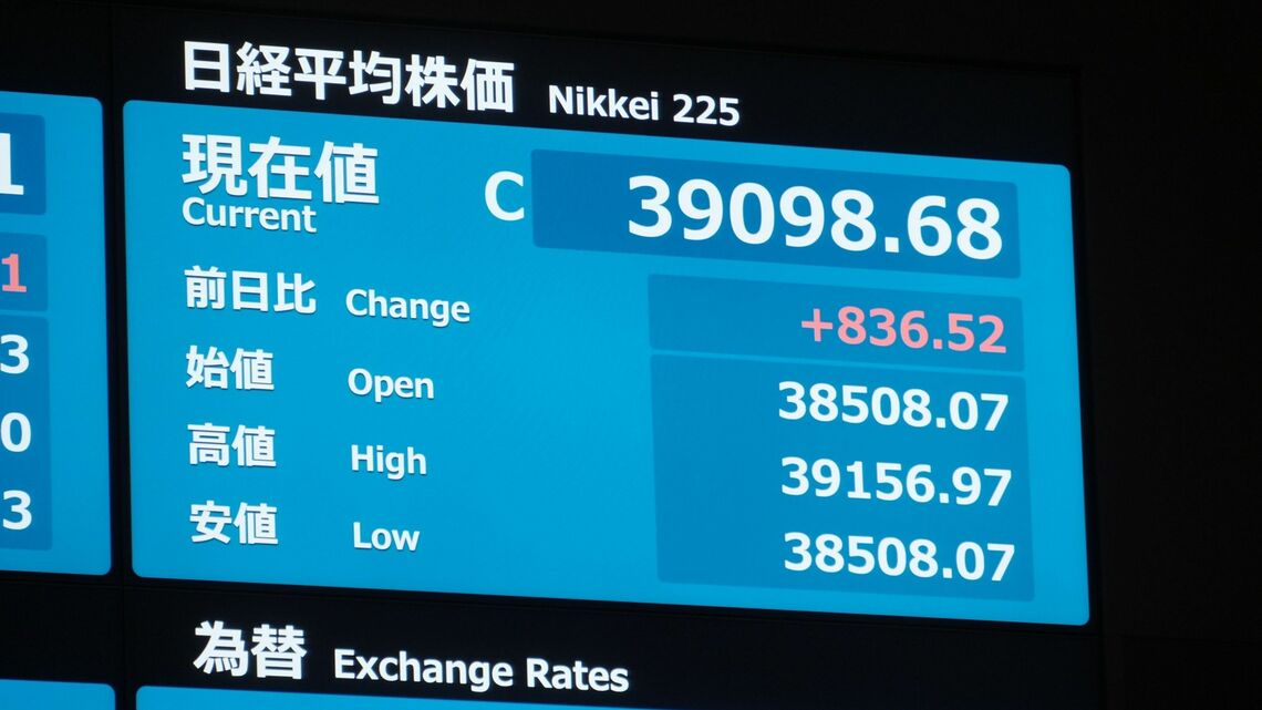 日経平均株価を映したボード