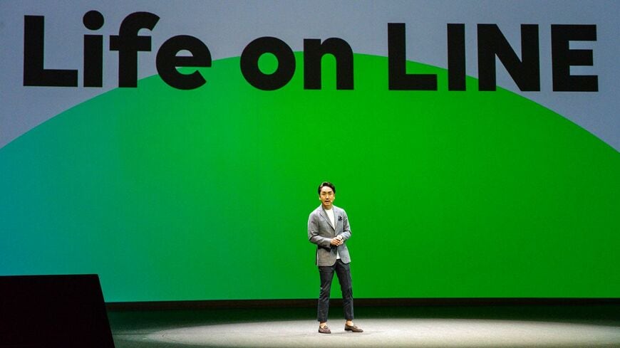 生活密着型の「スーパーアプリ」を目指すLINE。写真は出澤剛社長（撮影：大澤誠）