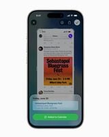 この秋に登場する最新OSから利用できるスクリーンショットを使ったビジュアルインテリジェンス（Apple Intelligenceの一機能）。チラシイメージに書き込まれたイベントの日時や場所を認識してカレンダーに追加してくれる（写真：アップル）