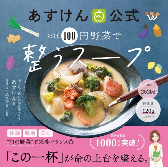 『あすけん公式 ほぼ100円野菜で整うスープ』書影