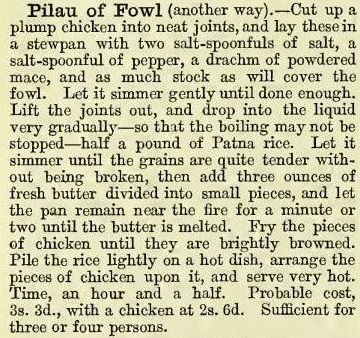 Cassell's dictionary of cookeryの鶏肉のピラウ （画像：近代食文化研究会）