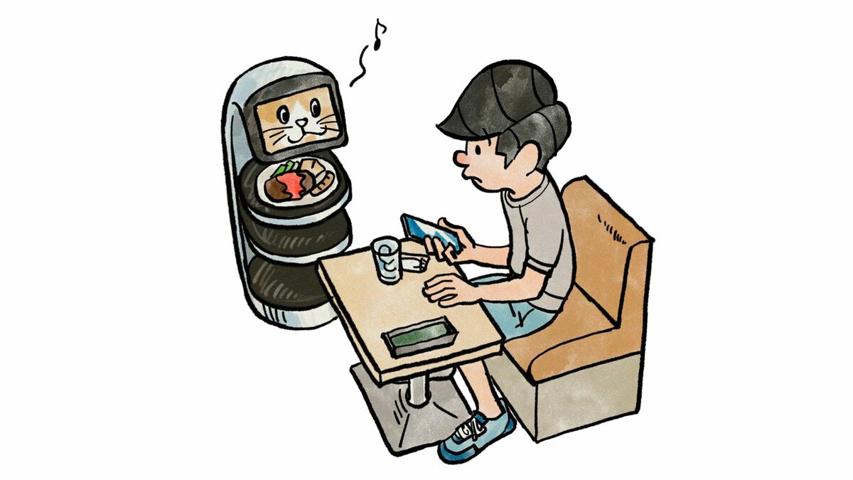 通してほしいニャー｣｢充電してニャー｣すかいらーくのネコ型配膳