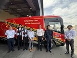 大阪・関西万博で取材に答えてくれたモリタホールディングスと大阪市消防局のスタッフ（筆者撮影）