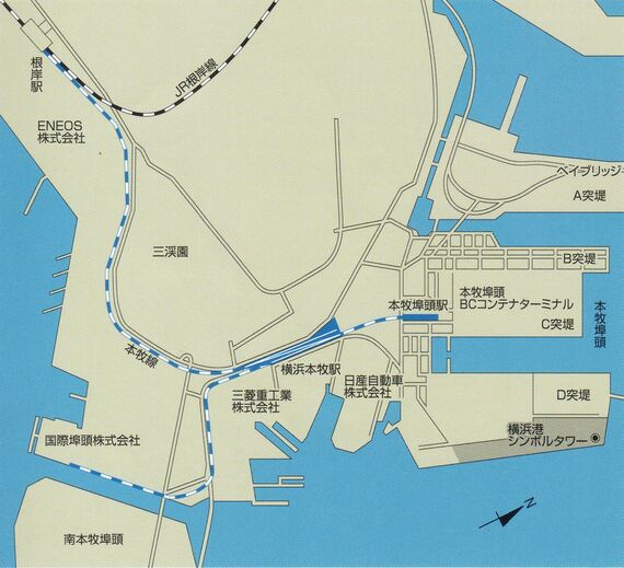 神奈川臨海鉄道・横浜の路線図