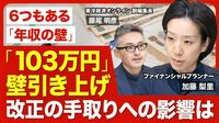 【103万円の壁 手取りは本当に増える？】実は6つある年収の壁／税金・社会保険・扶養手当／123万円への引き上げでは不十分？／負担が大きい社会保険／家計全体での把握が必須【ニュース解説】