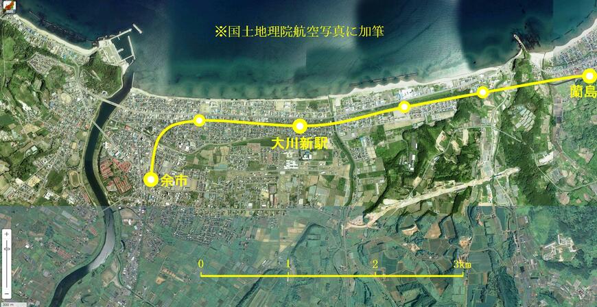 鉄道コンサルタントが提案していた余市町内の新駅構想（画像：ライトレール）