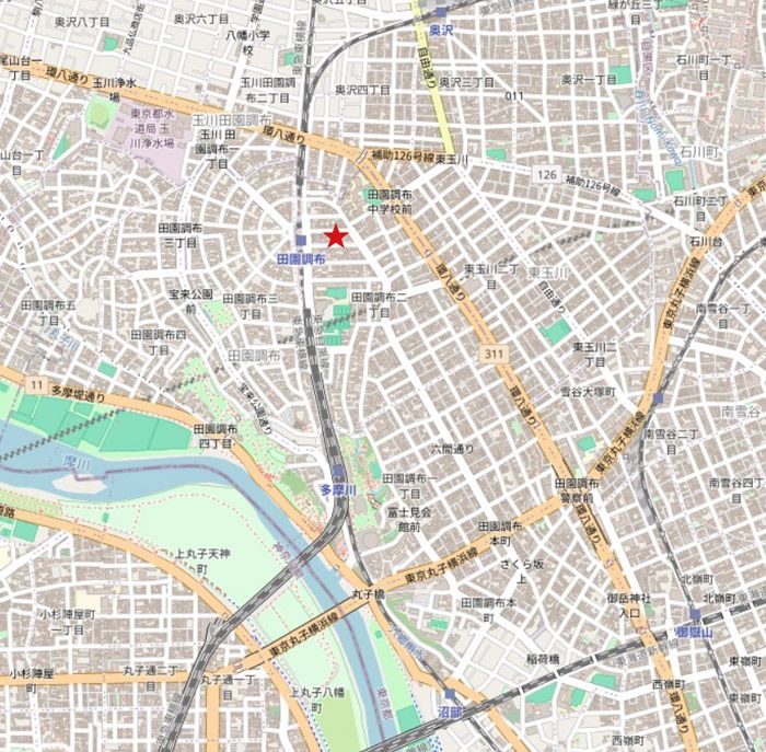 田園調布駅付近の地図