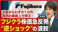 【フジクラ 株価急反発の背景】急落のショックから一転“逆ショック”／決算後1カ月で業績を上方修正した理由／驚きの業績修正に3つの理由／見通しは以前から保守的？／AIブームの追い風吹くフジクラの収益環境