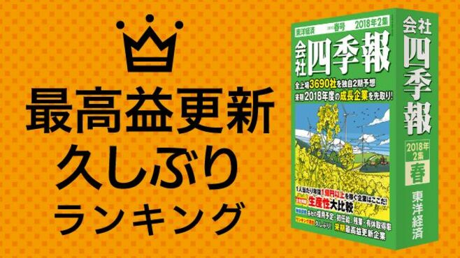 最高益更新 久しぶりランキング50