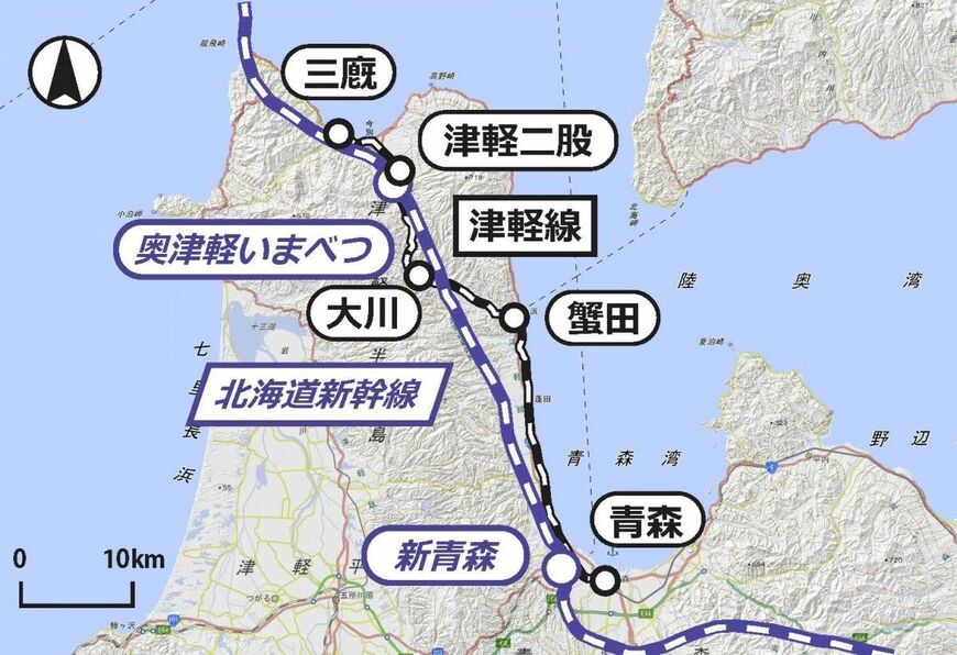 津軽線の路線図