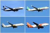 リスボンへ着陸のLCC。ライアン、トランザビア、ブエリング、イージージェット（筆者撮影）
